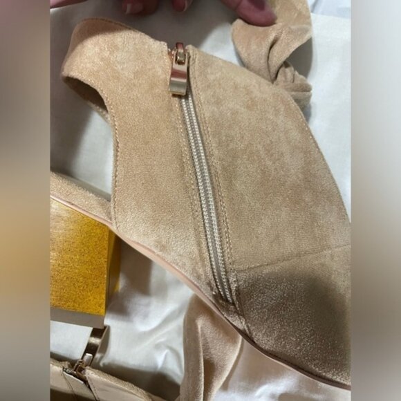 MOOMMO Women Heeled Sandals with Bow Peep Toe Chunky Block Low Heel Size 9 - Picture 10 of 11